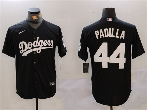 Los Angeles Dodgers #44 Vicente Padilla Black Cool Base Stitched Jersey - Click Image to Close